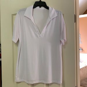 White collared v-neck shirt
